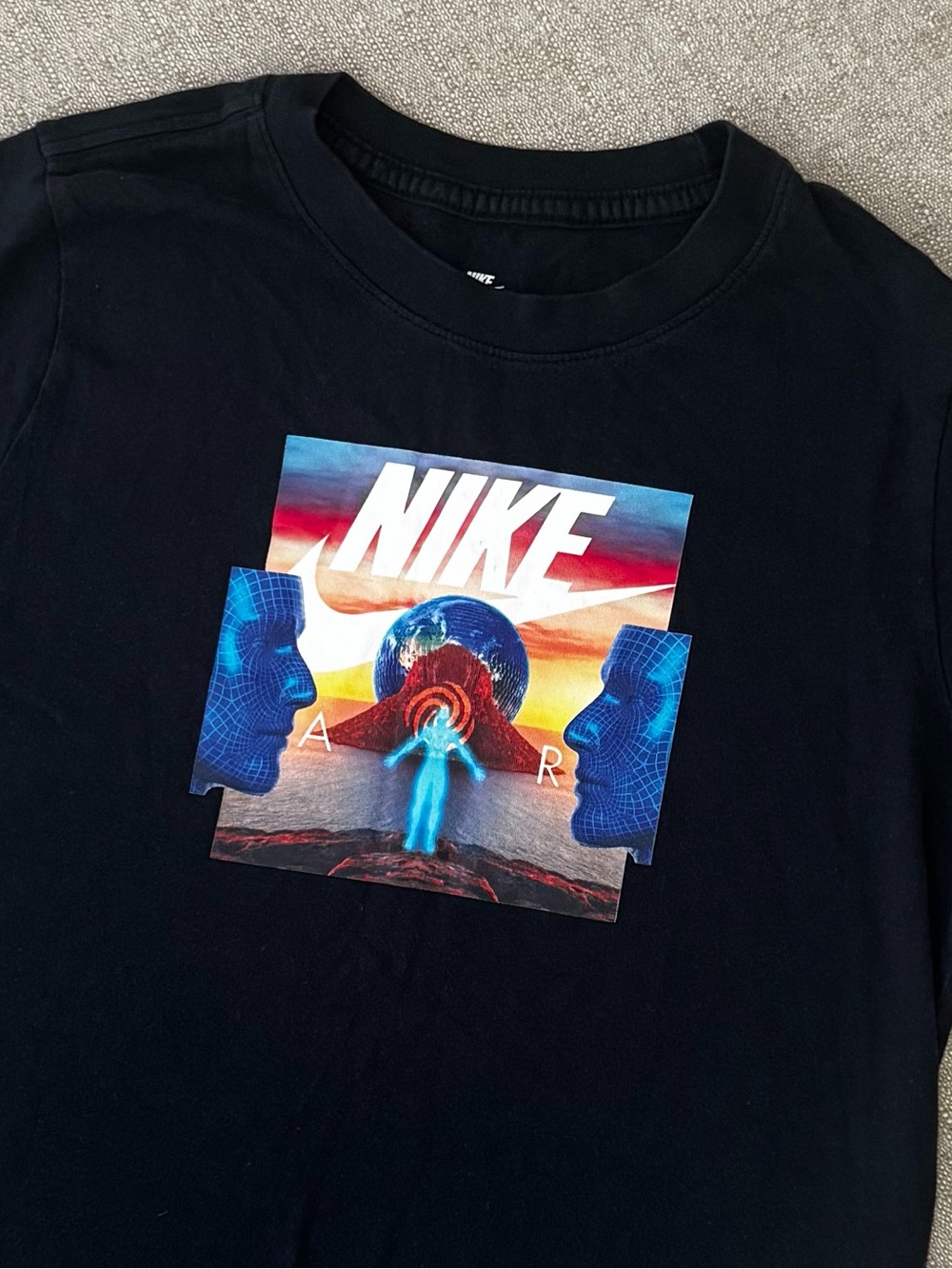 Nike Black Tee with Multicolor Futuristic Graphic